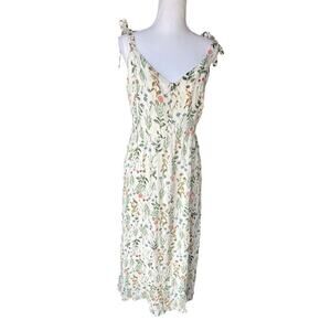 Tabitha Webb Women's Hawaiian Tie Straps Maxi Dress V-Neck Floral Print LARGE